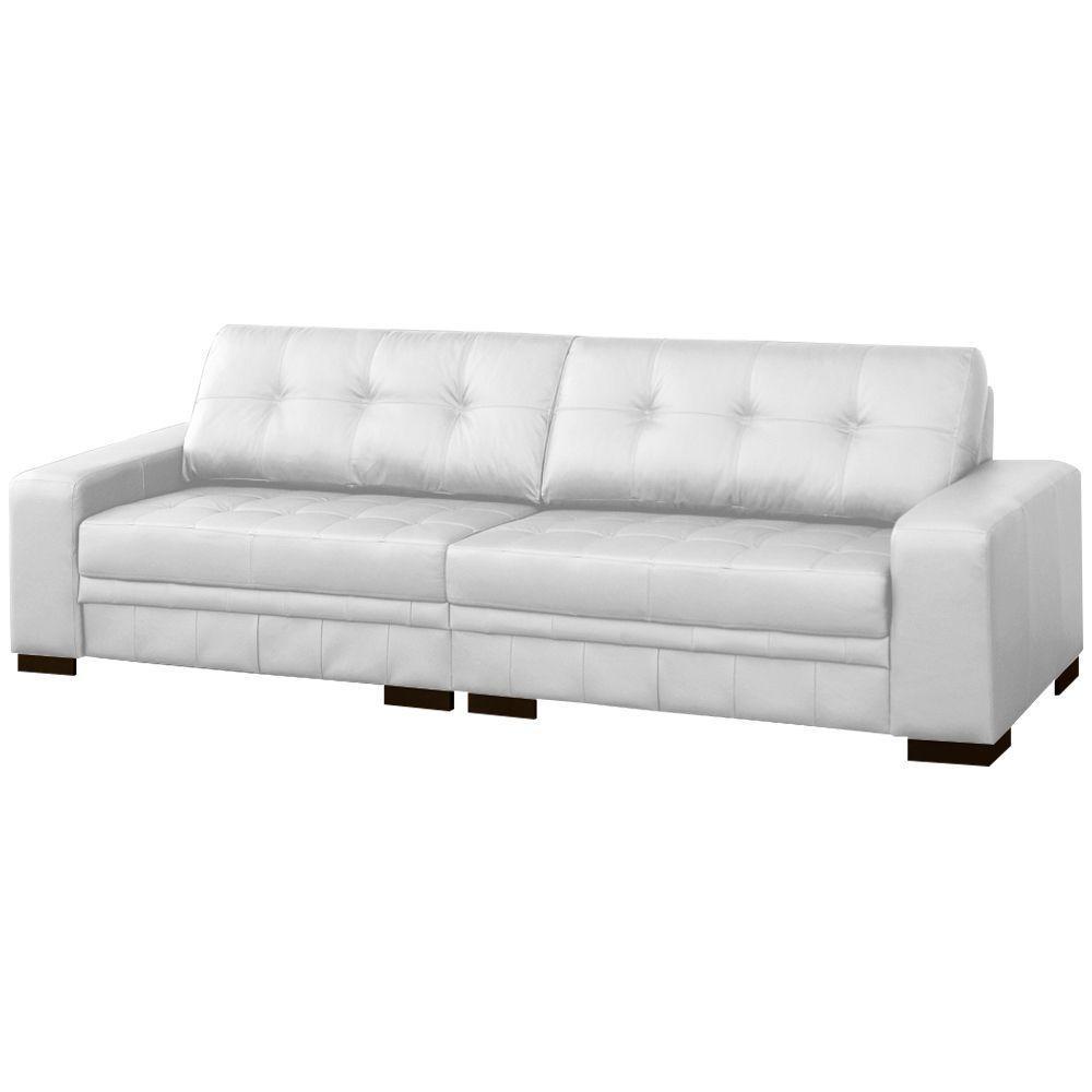 Sofá 4 Lugares 260cm Milano Couro Branco Fosco Gran Belo - 1