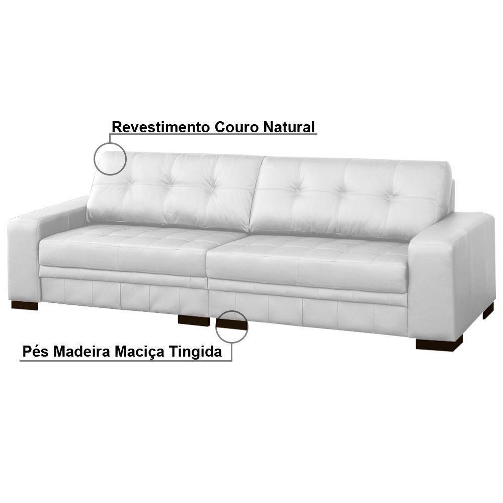 Sofá 4 Lugares 260cm Milano Couro Branco Fosco Gran Belo - 2