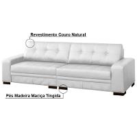 Sofá 4 Lugares 260cm Milano Couro Branco Fosco Gran Belo - 2