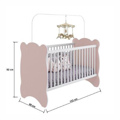 Berço Em Mdp 15mm Com Bordas Em Pvc Arredondados Percasa Rosa