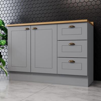 Balcão De Cozinha Com Tampo Henn Americana 120cm 2 Portas Cinza / Nature