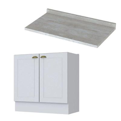 Balcão Henn 80cm Com Tampo Mdf Para Cozinha Branco/calcare