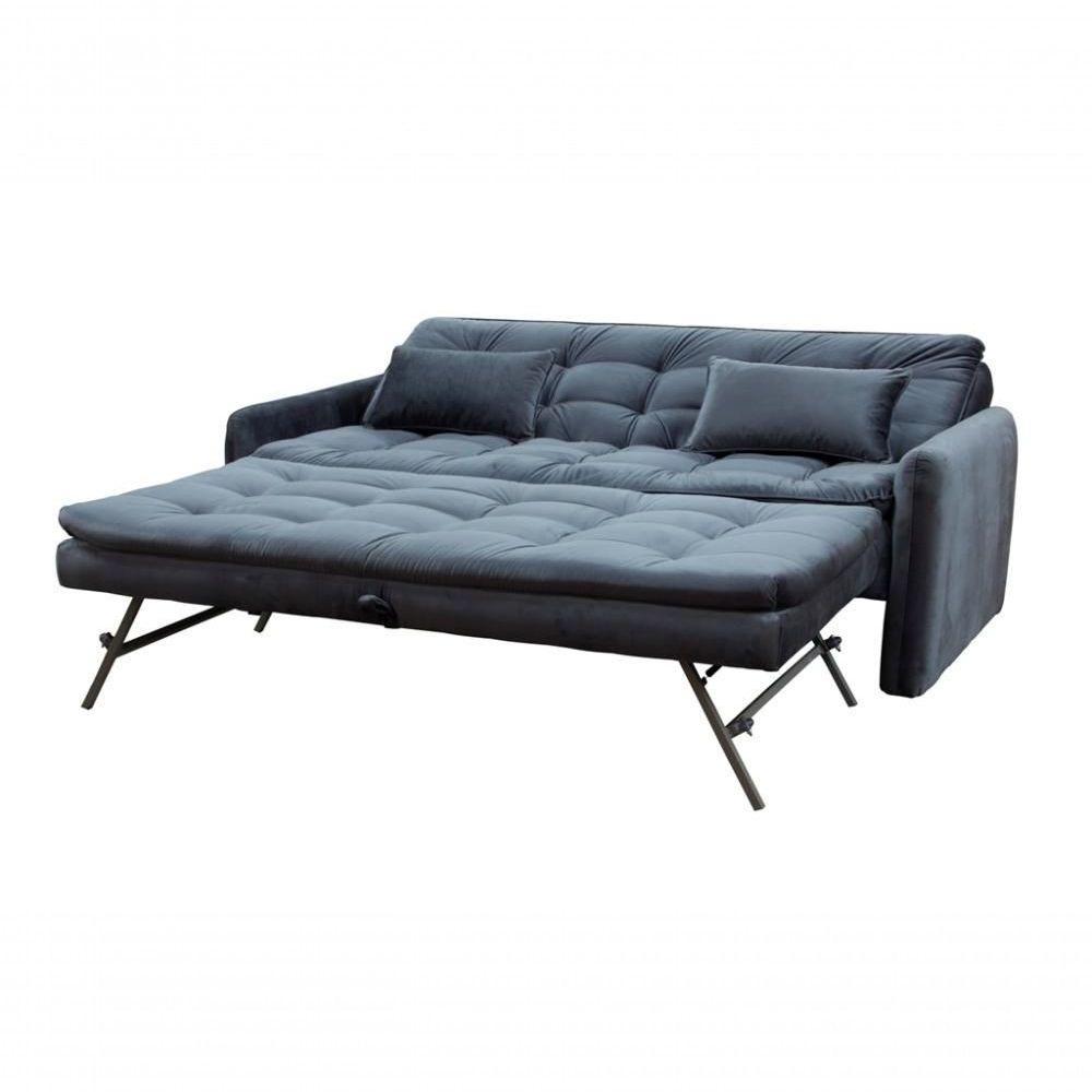 Sofá Cama Reclinável Com Cama Auxiliar - Veludo Chumbo - 4