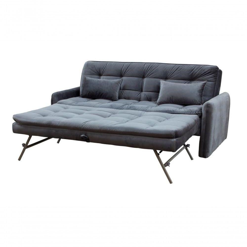 Sofá Cama Reclinável Com Cama Auxiliar - Veludo Chumbo - 5