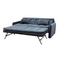 Sofá Cama Reclinável Com Cama Auxiliar - Veludo Chumbo