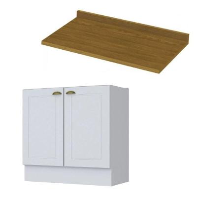 Balcão Henn 80cm Com Tampo Mdf Para Cozinha Branco Nature