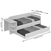 Sofá Cama Solteiro Helena c/ 2 Gavetas e Auxiliar Branco - Cimol - 3