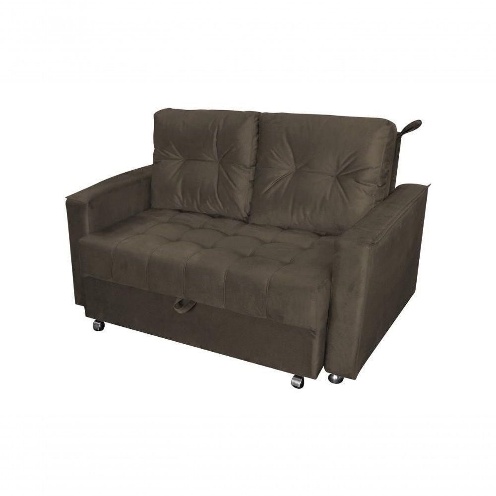 Sofá Cama Casal Reclinável Drika - Veludo Marrom Escuro - 1