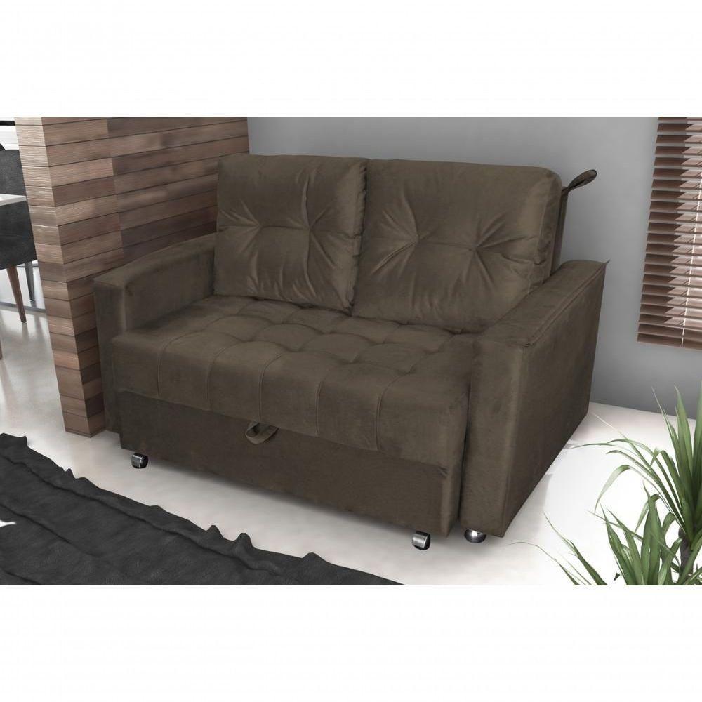 Sofá Cama Casal Reclinável Drika - Veludo Marrom Escuro - 2