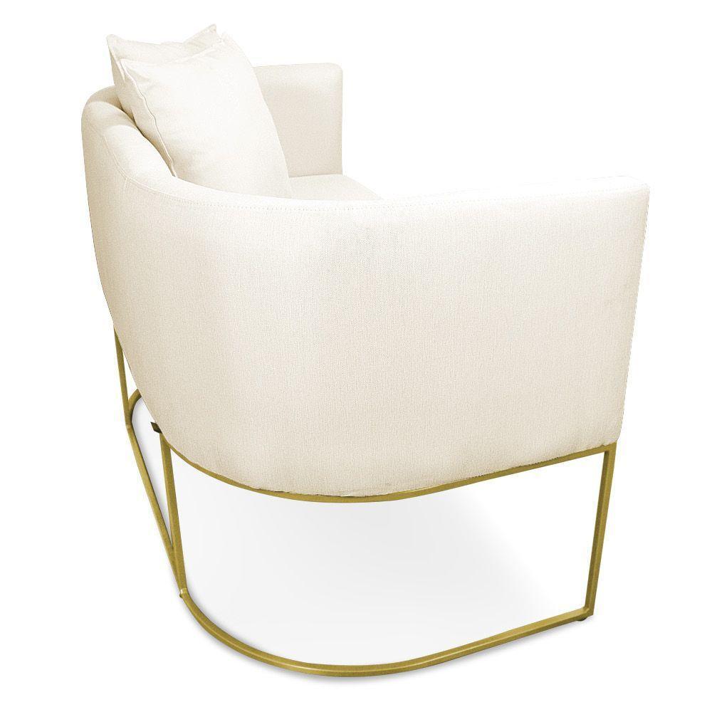 Namoradeira 02 Lugares Linho Grosso Bege Metálica Dourado - 3