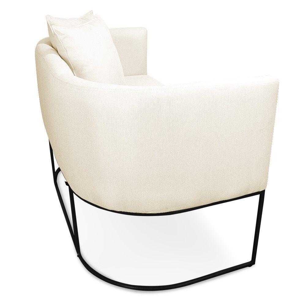 Namoradeira 02 Lugares Linho Grosso Bege Metálica Preto - 4