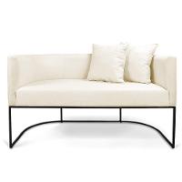 Namoradeira 02 Lugares Linho Grosso Bege Metálica Preto - 5