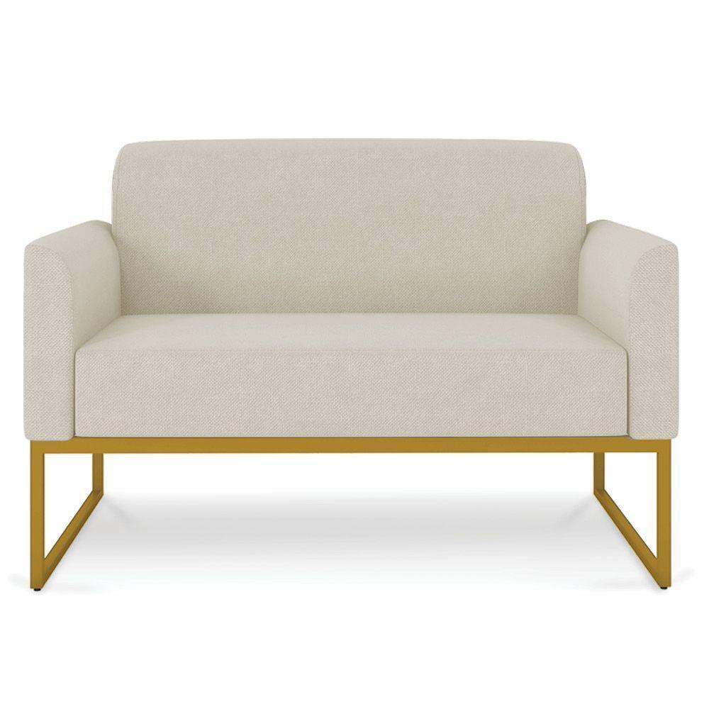 Namoradeira 02 Lugares Linho Grosso Bege Dourado - 5