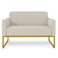 Namoradeira 02 Lugares Linho Grosso Bege Dourado - 9