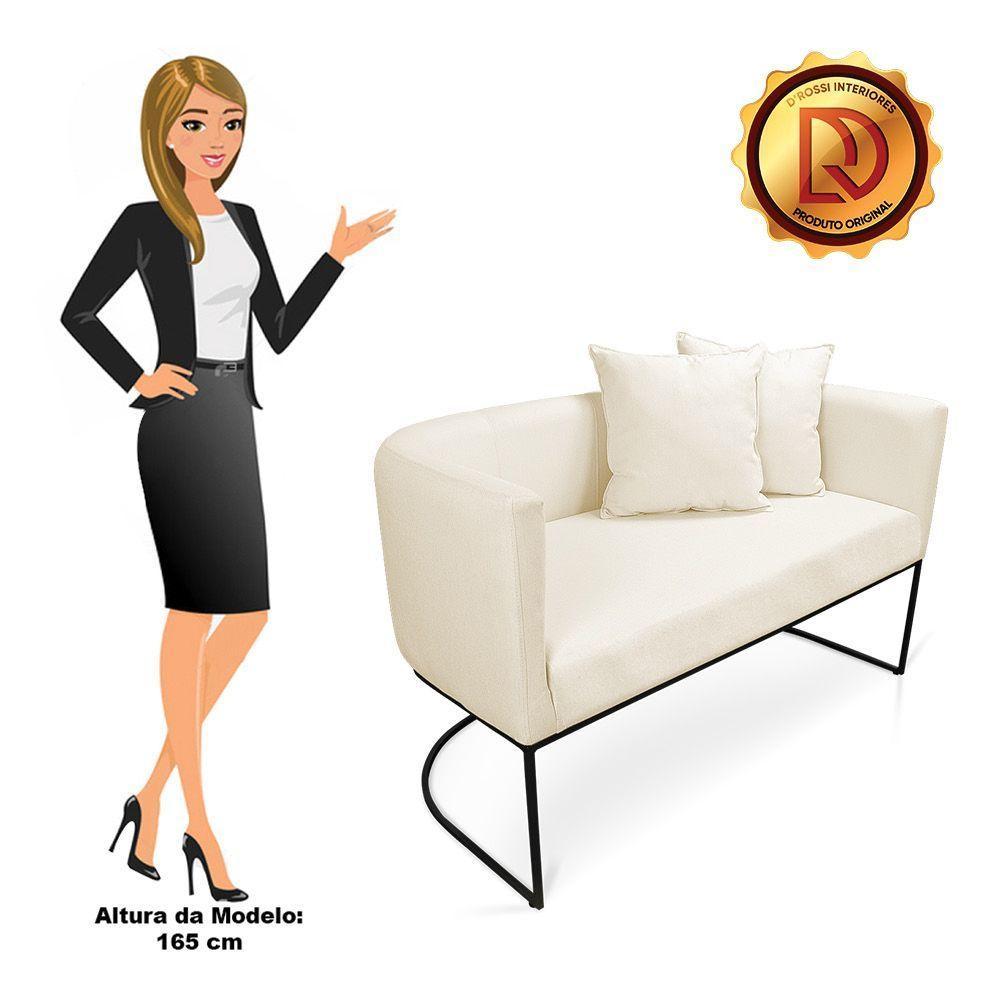 Namoradeira 02 Lugares Linho Metálica Preto Cor Grosso Bege - 3