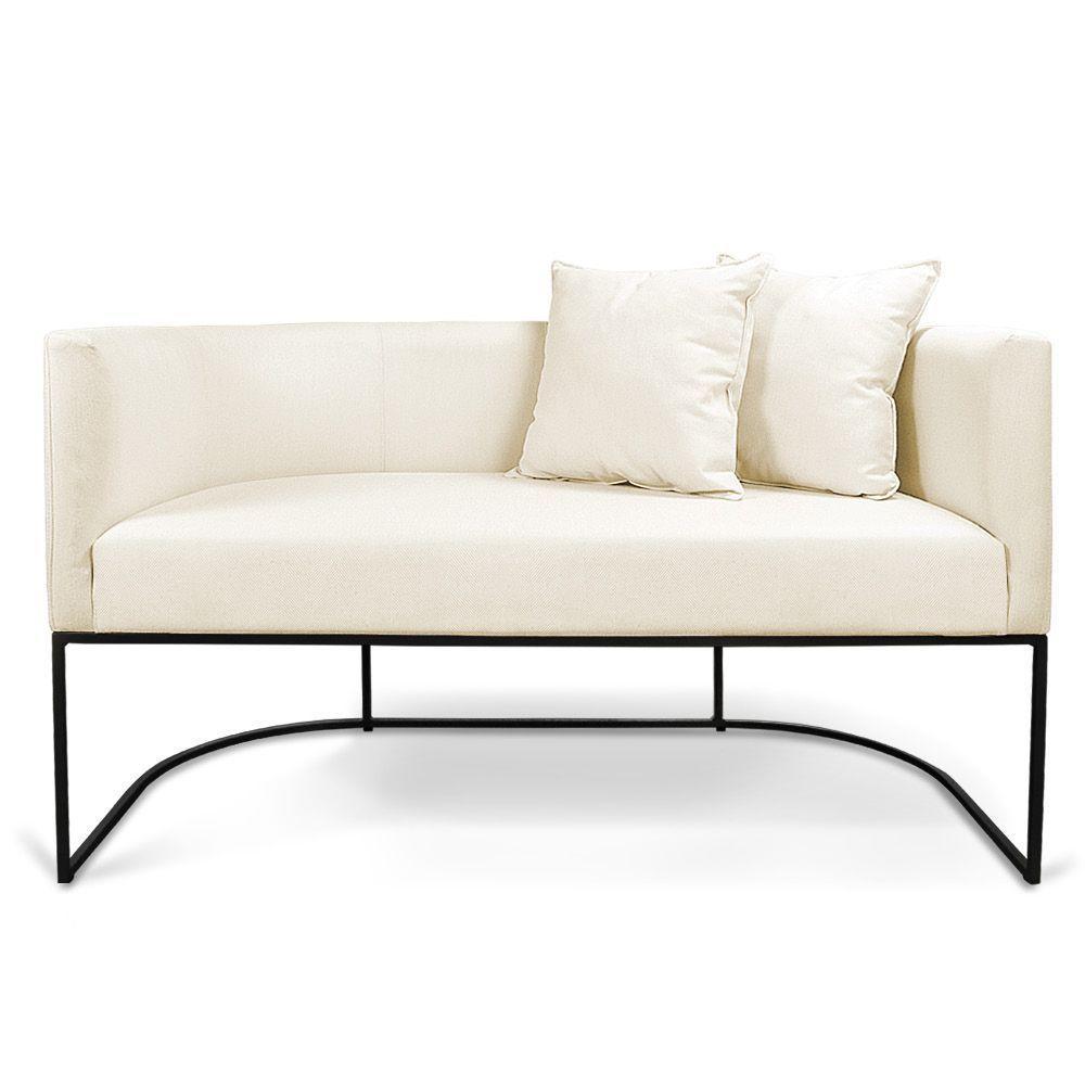 Namoradeira 02 Lugares Linho Metálica Preto Cor Grosso Bege - 5