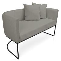 Namoradeira 02 Lugares Linho Grafite Metálica Preto - 1