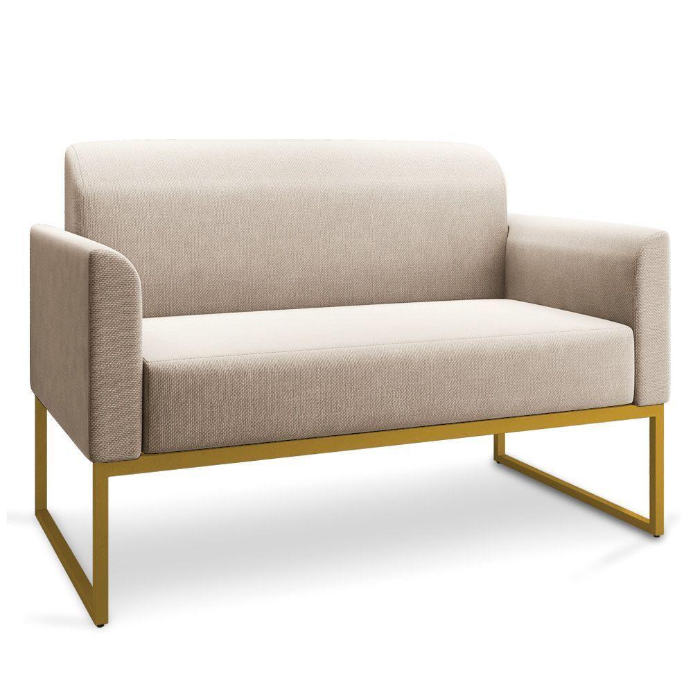 Namoradeira 02 Lugares Linho Areia A27 Dourado - 1