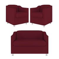 Kit Sofá Namoradeira + 02 Poltrona Tilla Recepção Sala Suede marsala - 1