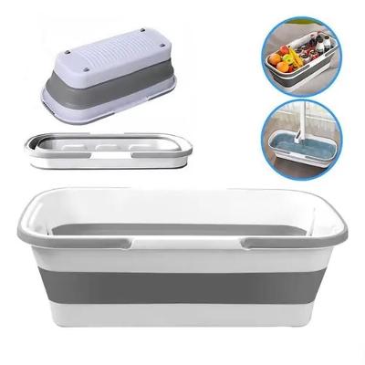 Balde Retrátil Grande 15 Litro Silicone Com Rodas Lavanderia