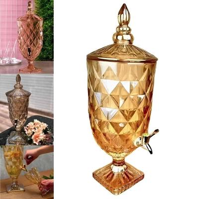 Dispenser Bebidas Cristal 5l Diamond Vidro Dourado Vintage