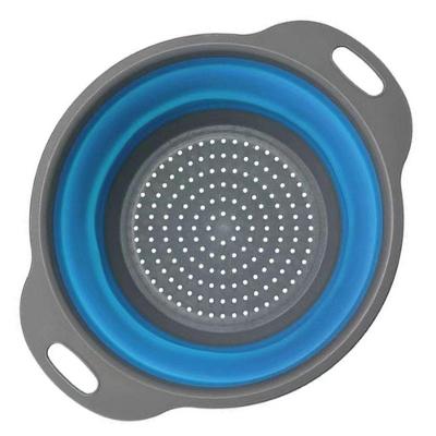 Escorredor Macarrao Alimentos Retratil Em Silicone Portátil Azul