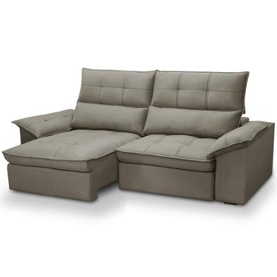 Sofá 3 Lugares Retrátil Reclinável Para Sala 210cm Giotto F04 Veludo Marrom Claro - Lyam Decor