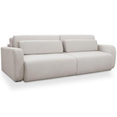 Sofá Cama Retrátil 3 Lugares Para Sala De Estar 210cm Aveiro F04 Linho Mescla Cinza - Lyam Decor
