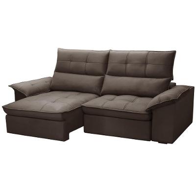 Sofá 3 Lugares Retrátil Reclinável Para Sala 210cm Giotto F04 Veludo Marrom - Lyam Decor