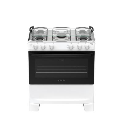 Fogão de Piso 5 Bocas Gás Atlas Mônaco Plus Mesa de Inox Automático Branco Bivolt