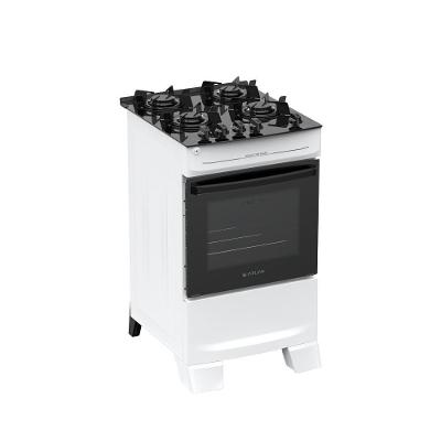 Fogão 4 Bocas de Piso a Gás Atlas Mônaco Top Glass Mesa de Vidro Temperado Branco Bivolt