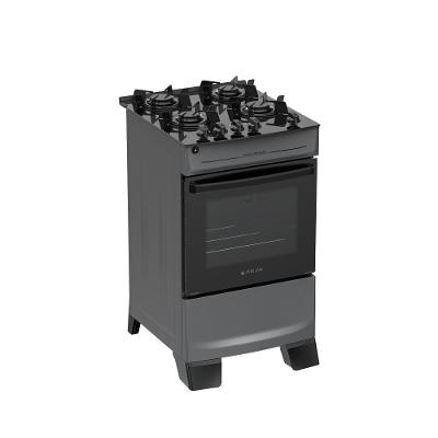 Fogão 4 Bocas de Piso a Gás Atlas Mônaco Top Glass Mesa de Vidro Temperado Titânio Bivolt