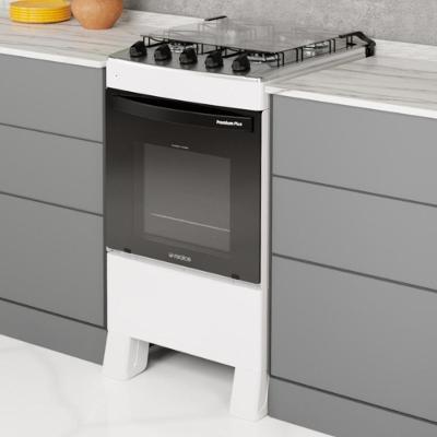 Fogão 4 Bocas A Gás Com Tampa Bivolt Premium Plus Realce Cr227 Branco Bivolt