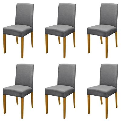 Kit 6 Cadeiras De Jantar Estofadas Madeira Maciça Multimóveis Cr15023 Madeirado-Cinza