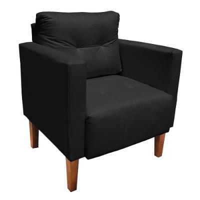 Poltrona Decorativa Lívia M11 para Sala Couro Sintético Preto