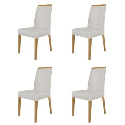 Kit 4 Cadeiras De Jantar Estofadas Madeira Maciça Multimóveis Cr15020 Madeirado-Bege