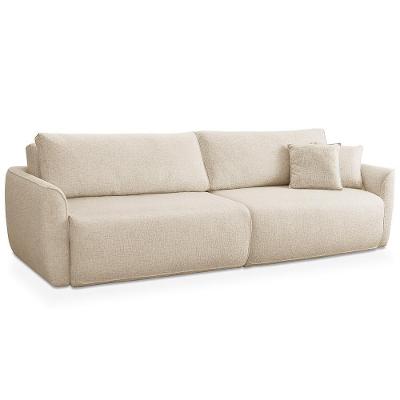 Sofá Cama Retrátil 3 Lugares Para Sala De Estar 230cm Malva F04 Linho Bege - Lyam Decor