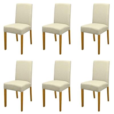 Kit 6 Cadeiras De Jantar Estofadas Madeira Maciça Multimóveis Cr15023 Madeirado-Bege