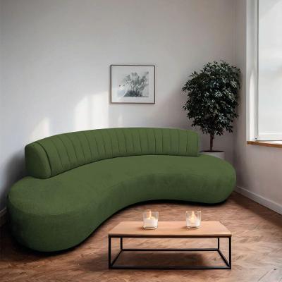 Divã Recamier Celeste Curvo Sala Estar Luxo 160cm Linho Verde