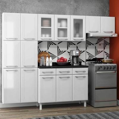 Armário De Cozinha Modulada Compacta De Aço 245cm Com Balcão Multimóveis Cr20526 Branco