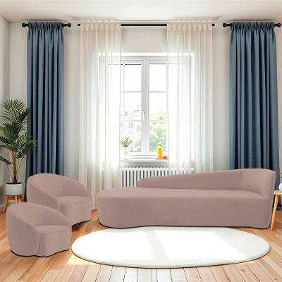 Kit Divã Recamier Orgânico França 200cm Lado Esquerdo E 2 Poltronas Amore Linho Rosê