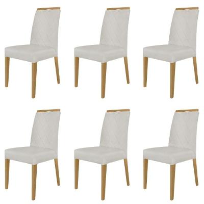 Kit 6 Cadeiras De Jantar Estofadas Madeira Maciça Multimóveis Cr15022 Madeirado-Bege