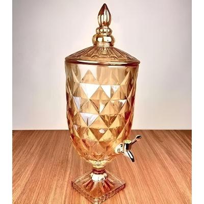 Suqueira 5 Litros Diamond Dourado Dispenser De Bebidas Vidro
