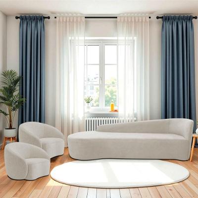 Kit Divã Recamier Orgânico França 220cm Lado Esquerdo E 2 Poltronas Amore Linho Bege