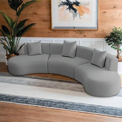 Kit Sofá Modular 4 Lugares 360cm Moderno Curvo Orgânico Duna Bouclé Cinza