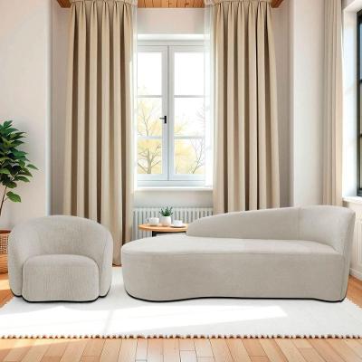 Kit Divã Recamier Orgânico França 140cm Lado Esquerdo E Poltrona Amore Linho Bege