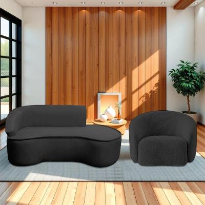 Kit Divã Recamier Orgânico Marrocos 160cm Lado Direito E 1 Poltronas Amore Linho Preto