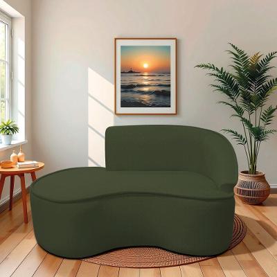 Divã Recamier Curvo Sala De Estar Recepção Marrocos 150cm Lado Esquerdo Linho Verde