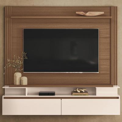 Painel Tv 65 Pol 181cm Bancada Suspensa Astor Castanho/off - Hb Móveis