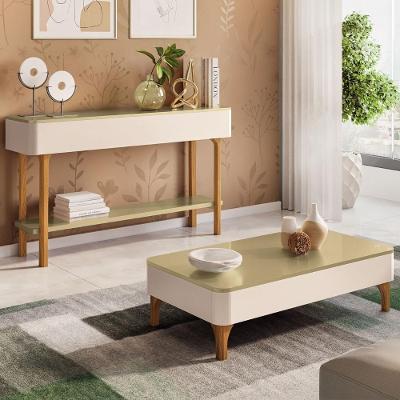 Aparador Sala De Estar Janis E Mesa De Centro Thalia Off/champanhe H01 - Mpozenato